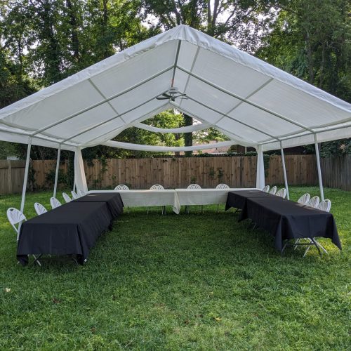 Tent with Tables Horseshoe Setup